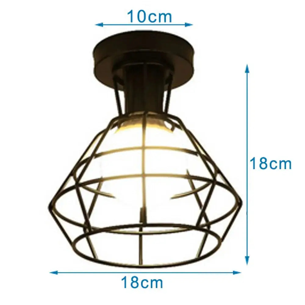 Modern retro black iron cage ceiling light for kitchen lighting