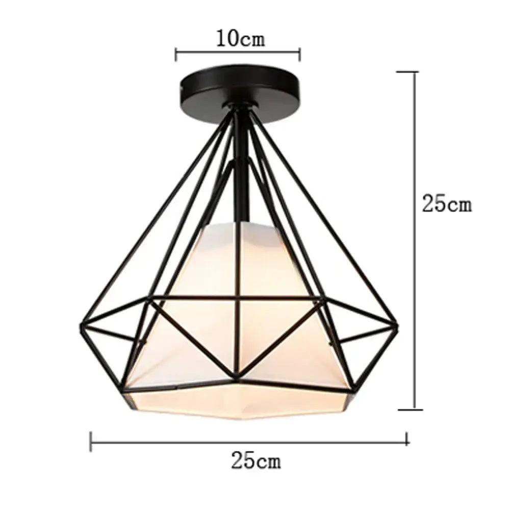 Modern retro black iron cage ceiling light for kitchen lighting