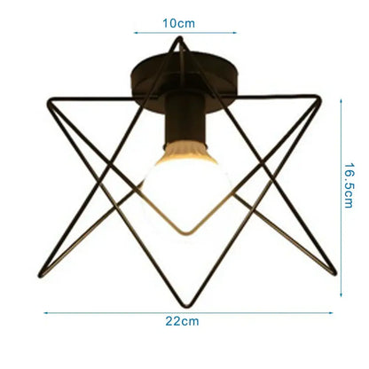 Modern retro black iron cage ceiling light for kitchen lighting