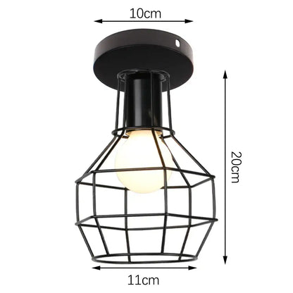 Modern retro black iron cage ceiling light for kitchen lighting