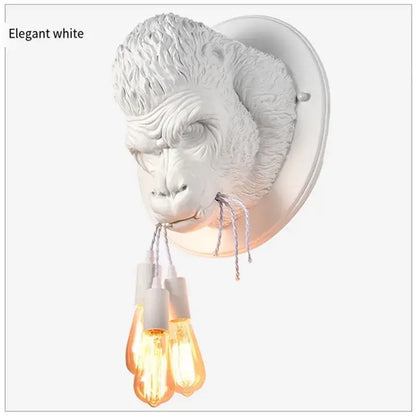 Modern retro dark gray gorilla resin wall lamp bedroom sconce