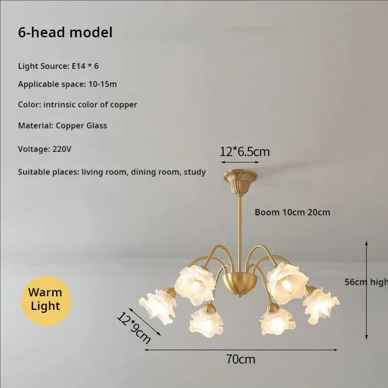 Modern retro gold elegant flower chandelier dining room