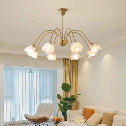 Modern retro gold elegant flower chandelier dining room