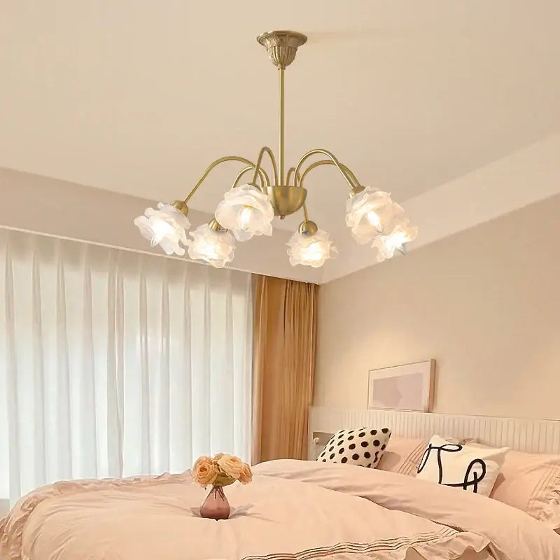 Modern retro gold elegant flower chandelier dining room