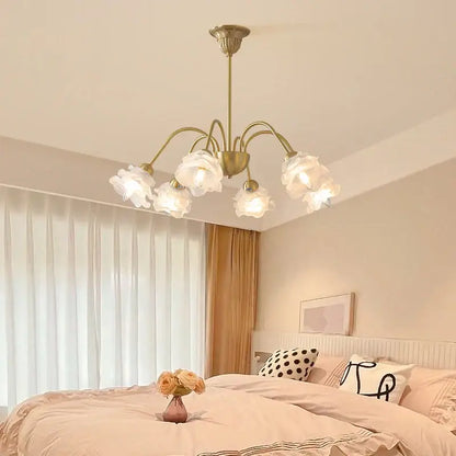 Modern retro gold elegant flower chandelier dining room