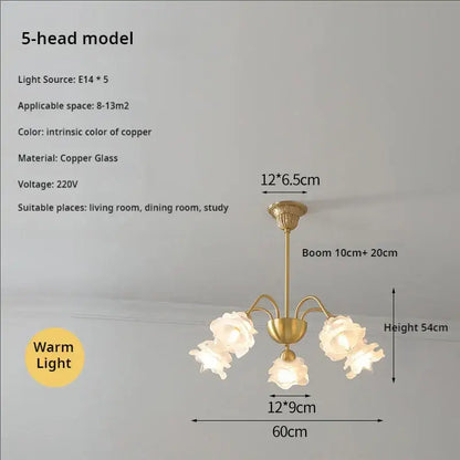 Modern retro gold elegant flower chandelier dining room