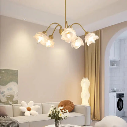 Modern retro gold elegant flower chandelier dining room