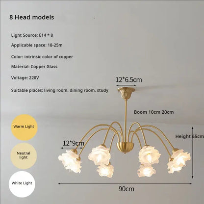 Modern retro gold elegant flower chandelier dining room