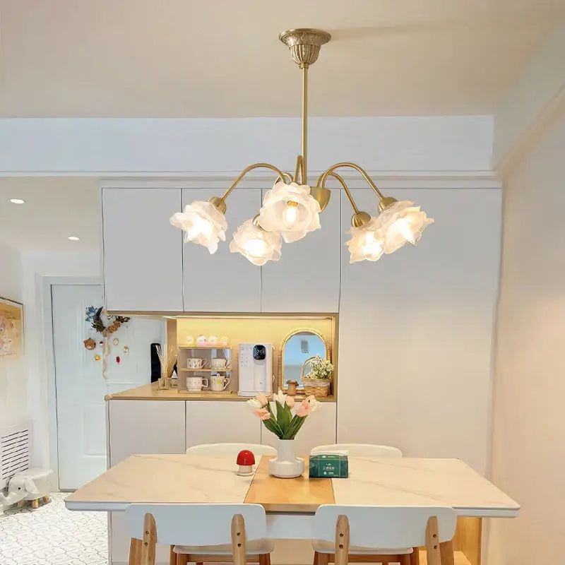Modern retro gold elegant flower chandelier dining room
