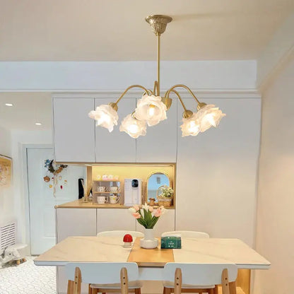 Modern retro gold elegant flower chandelier dining room
