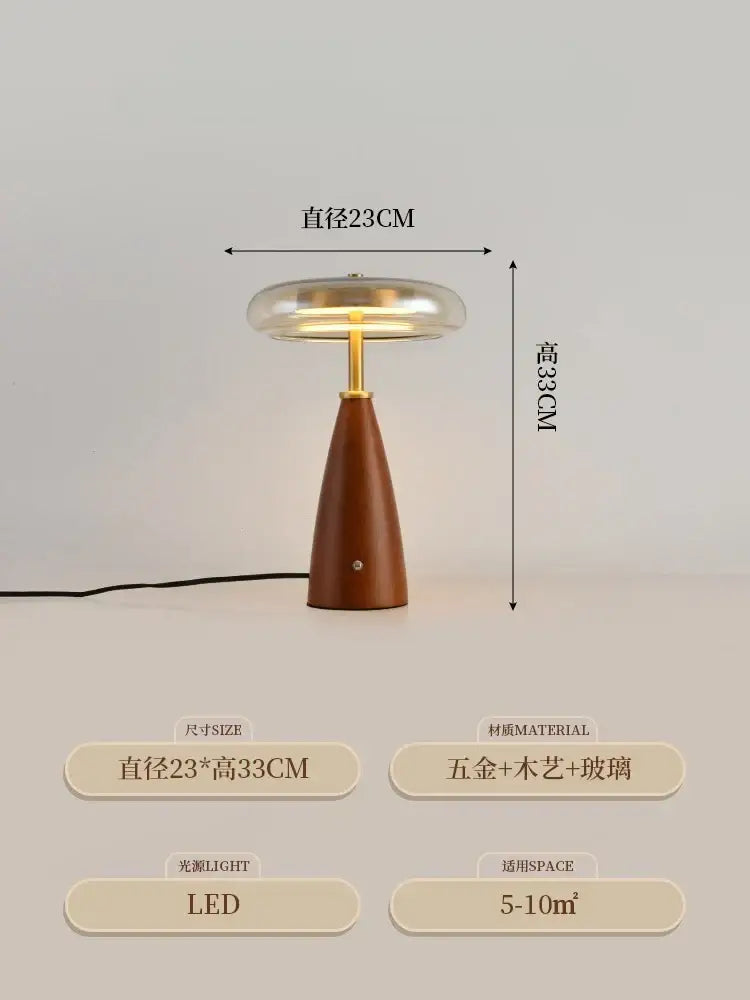 Modern retro gold lustre wood table lamp bedroom ceramic light