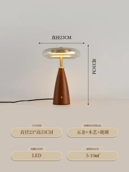 Modern retro gold lustre wood table lamp bedroom ceramic light