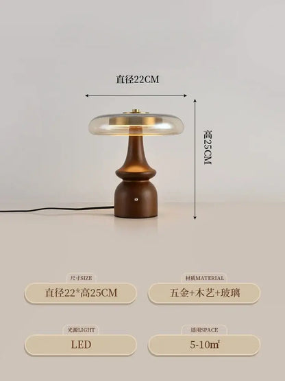 Modern retro gold lustre wood table lamp bedroom ceramic light