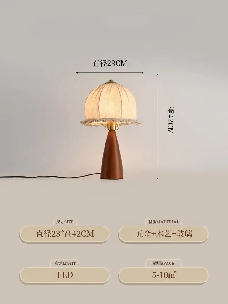 Modern retro gold lustre wood table lamp bedroom ceramic light