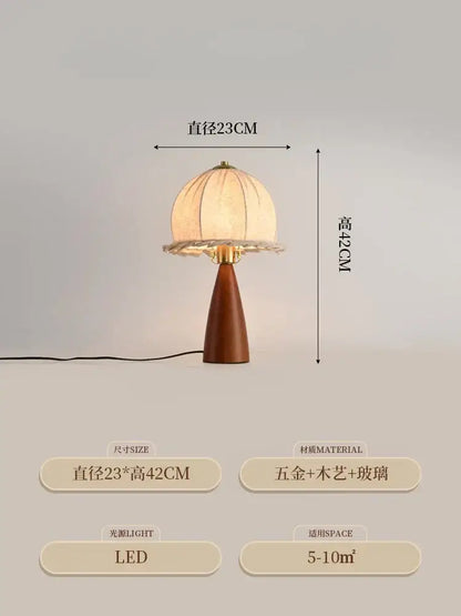 Modern retro gold lustre wood table lamp bedroom ceramic light