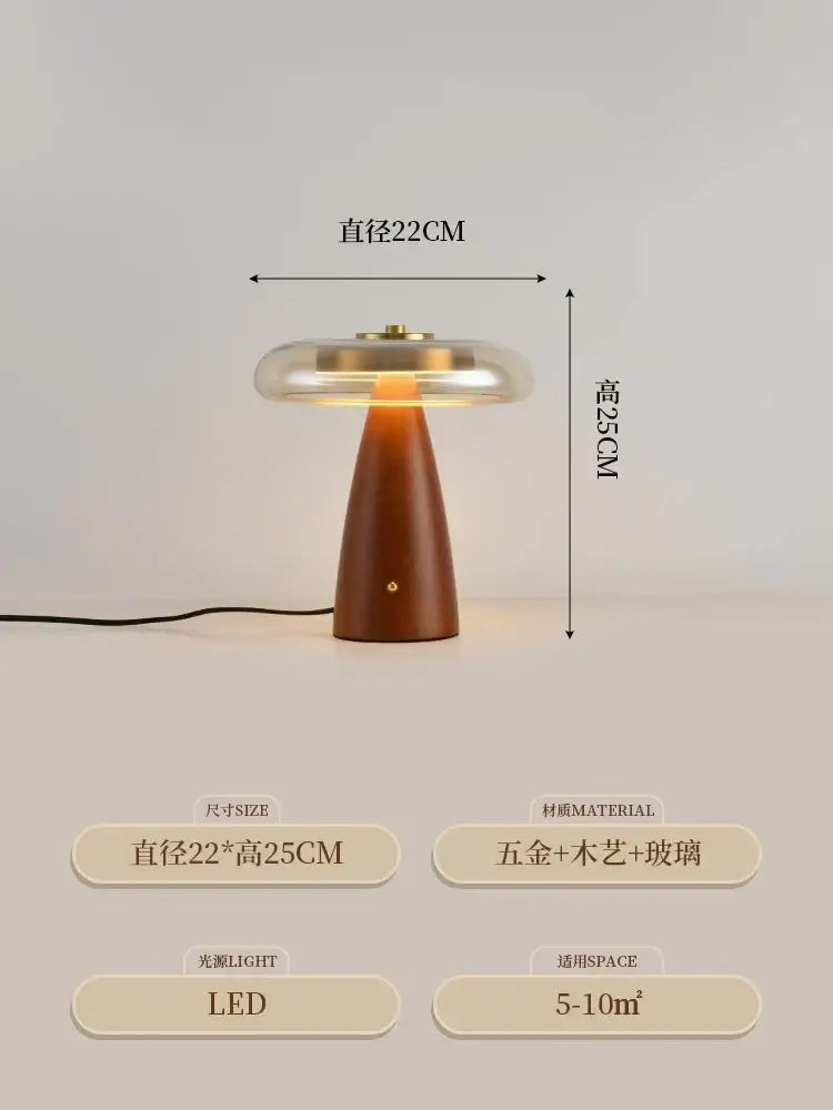 Modern retro gold lustre wood table lamp bedroom ceramic light