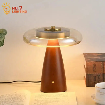 Modern retro gold lustre wood table lamp bedroom ceramic light