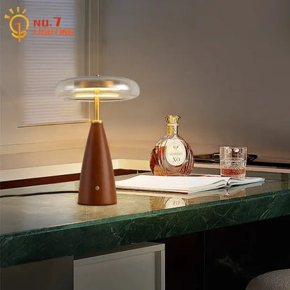 Modern retro gold lustre wood table lamp bedroom ceramic light