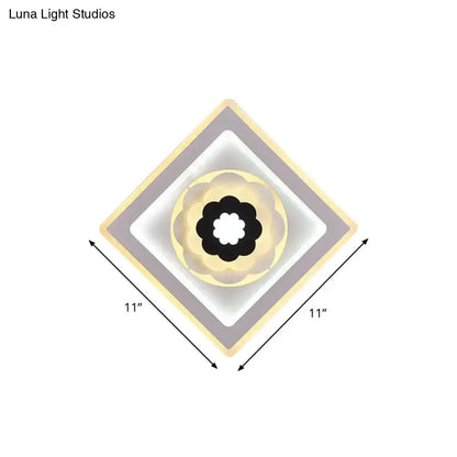 Modern rhombus bloom pattern sconce light for study white & black