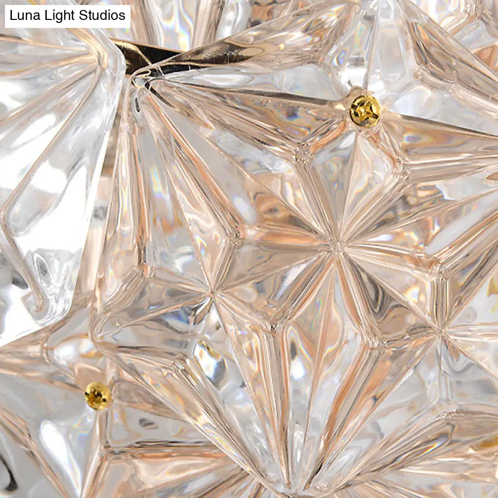 DecorBites™ Modern Rhombus Clear Crystal 4-Light Sconce: Stylish Flush Wall Mounted Lamp