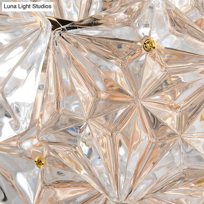 DecorBites™ Modern Rhombus Clear Crystal 4-Light Sconce: Stylish Flush Wall Mounted Lamp