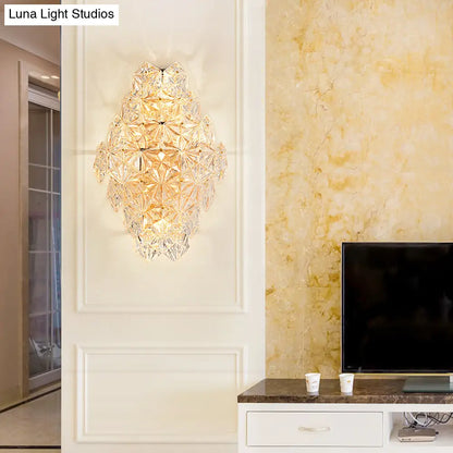 DecorBites™ Modern Rhombus Clear Crystal 4-Light Sconce: Stylish Flush Wall Mounted Lamp