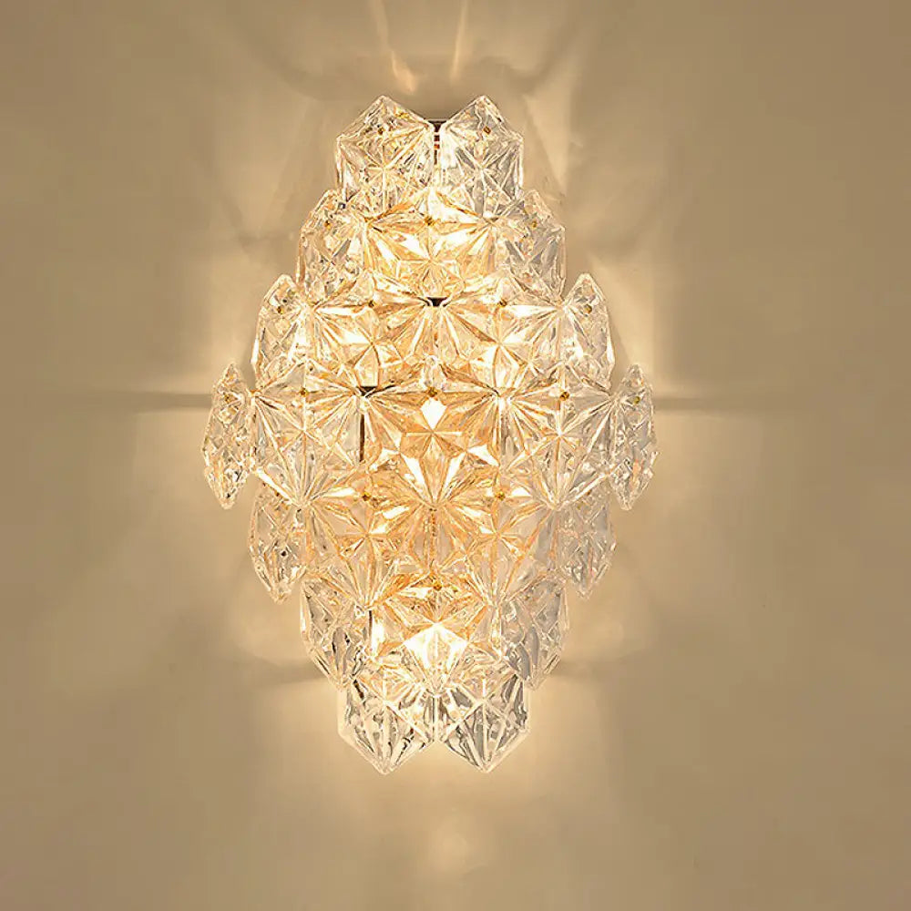 DecorBites™ Modern Rhombus Clear Crystal 4-Light Sconce: Stylish Flush Wall Mounted Lamp