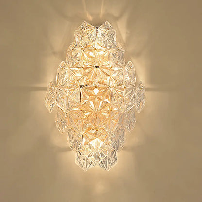 DecorBites™ Modern Rhombus Clear Crystal 4-Light Sconce: Stylish Flush Wall Mounted Lamp