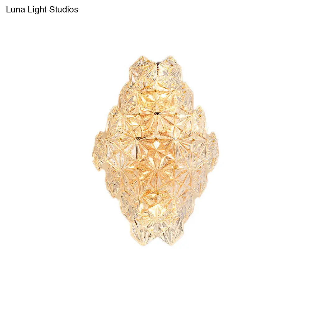 DecorBites™ Modern Rhombus Clear Crystal 4-Light Sconce: Stylish Flush Wall Mounted Lamp
