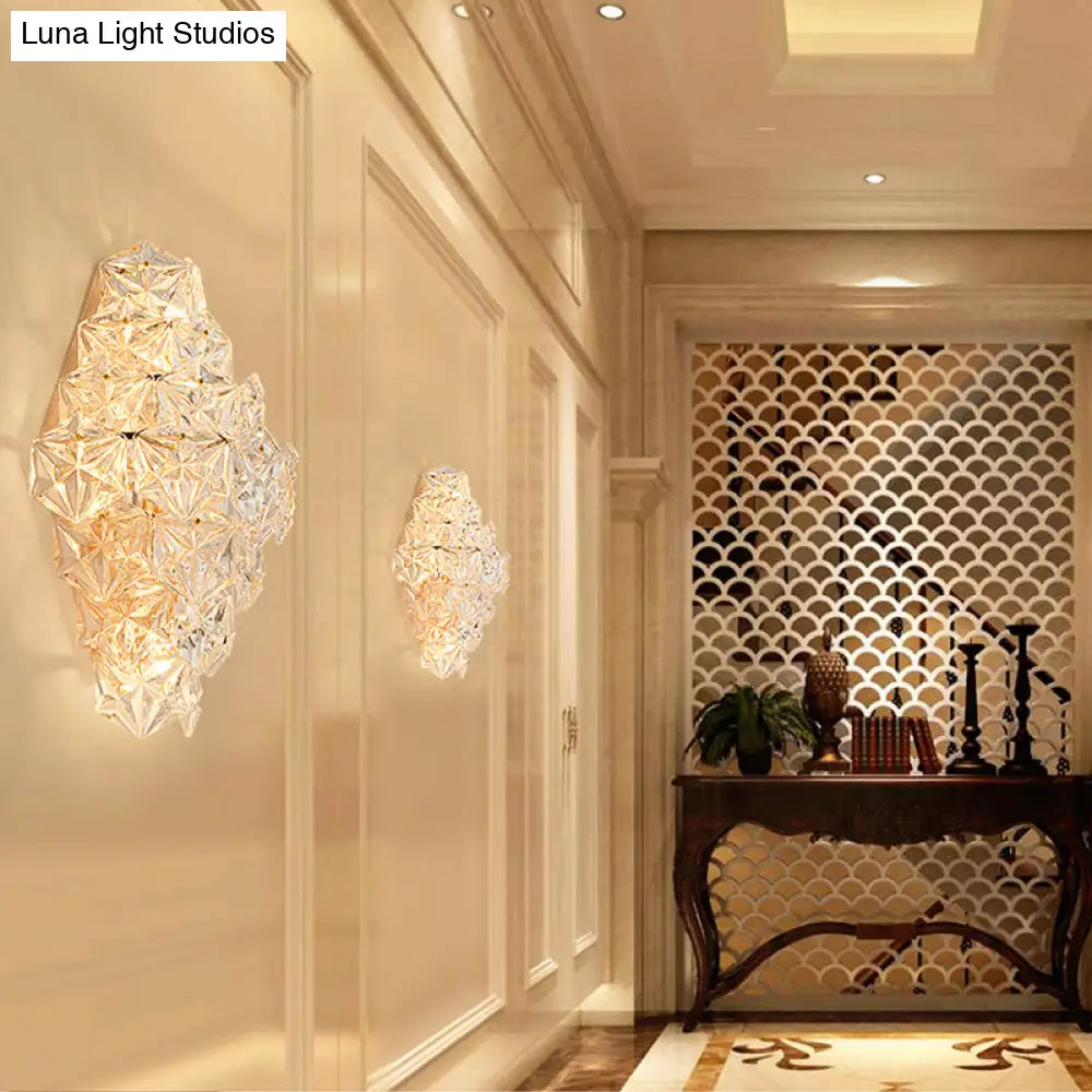 DecorBites™ Modern Rhombus Clear Crystal 4-Light Sconce: Stylish Flush Wall Mounted Lamp