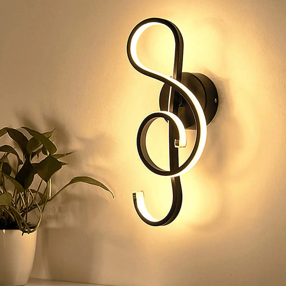 DecorBites™ Modern Rhythm Shaped Bedroom Wall Sconce with Acrylic LED - Black/White, Mount as Lamp - Choose Neutral/Warm/White Light