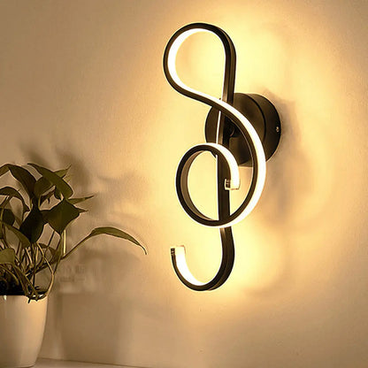 DecorBites™ Modern Rhythm Shaped Bedroom Wall Sconce with Acrylic LED - Black/White, Mount as Lamp - Choose Neutral/Warm/White Light