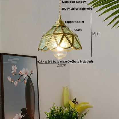Modern ribbed blue glass led pendant lamp dining room lighting