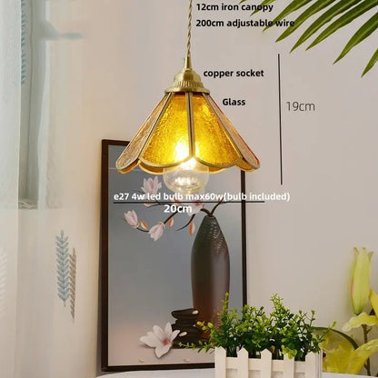 Modern ribbed blue glass led pendant lamp dining room lighting