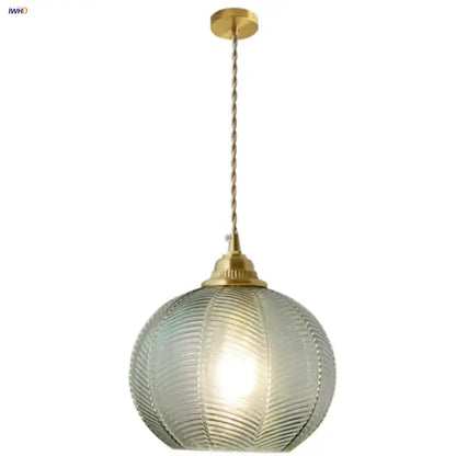 Modern ribbed blue glass led pendant light for kitchens
