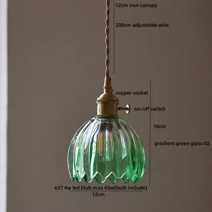 Modern ribbed blue glass pendant light for dining room