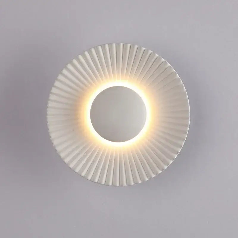 Modern ribbed circular white & gold led wall lamps bedroom lighting