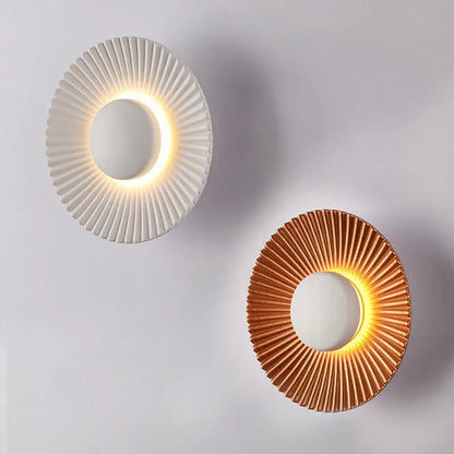Modern ribbed circular white & gold led wall lamps bedroom lighting