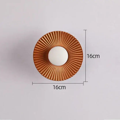 Modern ribbed circular white & gold led wall lamps bedroom lighting