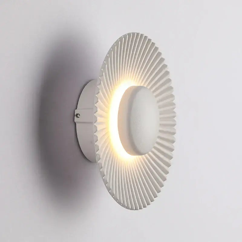Modern ribbed circular white & gold led wall lamps bedroom lighting