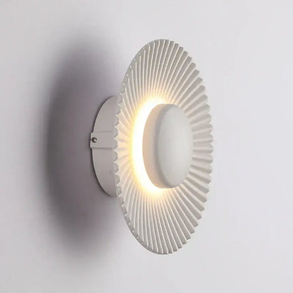 Modern ribbed circular white & gold led wall lamps bedroom lighting