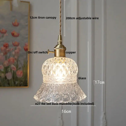 Modern ribbed clear glass pendant light kitchen brass fixture