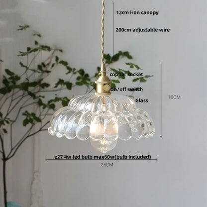 Modern ribbed clear glass pendant light kitchen brass fixture