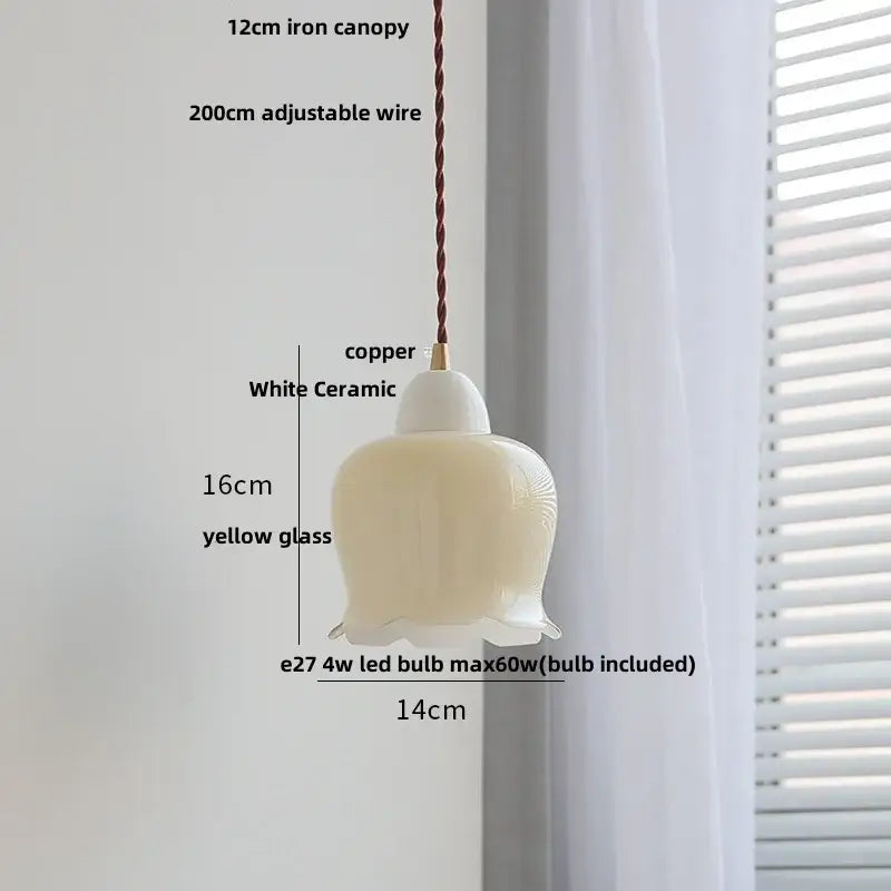 Modern ribbed copper white glass pendant lamp living room decor