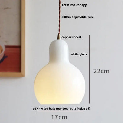 Modern ribbed copper white glass pendant lamp living room decor