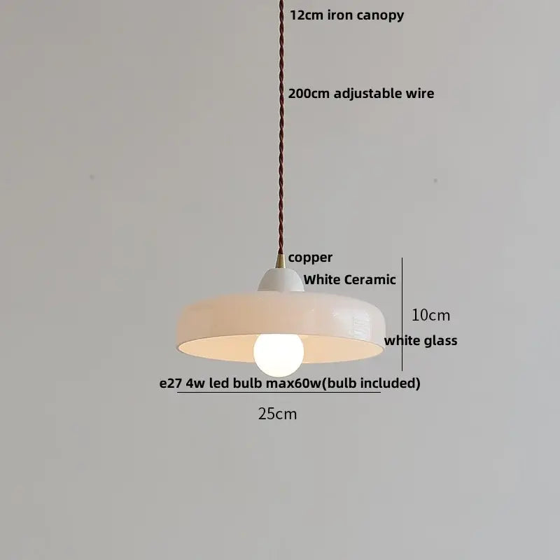 Modern ribbed copper white glass pendant lamp living room decor