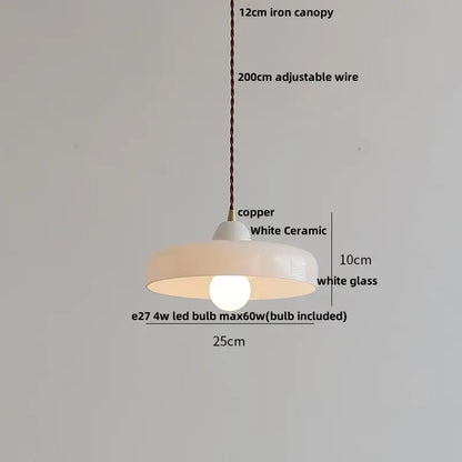 Modern ribbed copper white glass pendant lamp living room decor