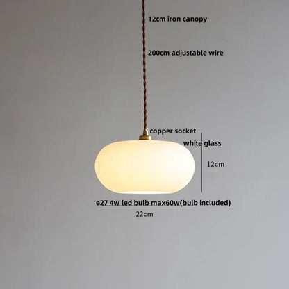 Modern ribbed copper white glass pendant lamp living room decor