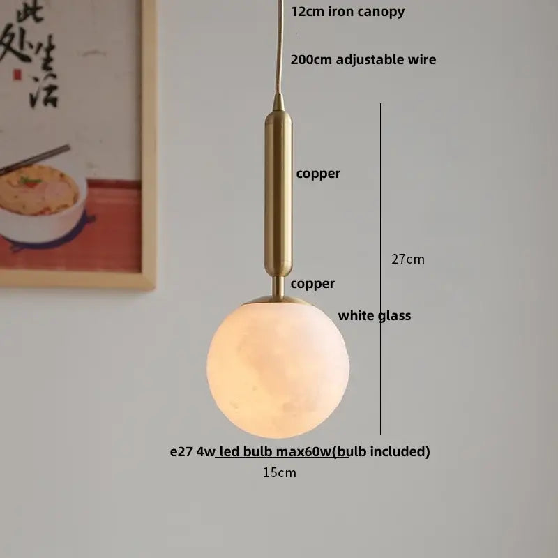 Modern ribbed copper white glass pendant lamp living room decor