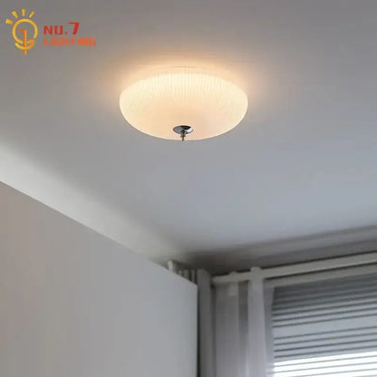 Modern ribbed cream glass round ceiling lights bedroom led lighting